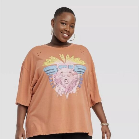 Distressed Women's Van Halen Oversized Graphic T-Shirt with Holes - Small - Picture 4 of 4
